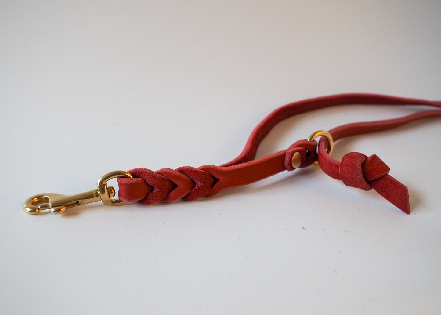 Detailaufnahme der Leder-Fix-Leine mit stabilem Karabiner – hochwertige Verarbeitung für alle Hundegrößen