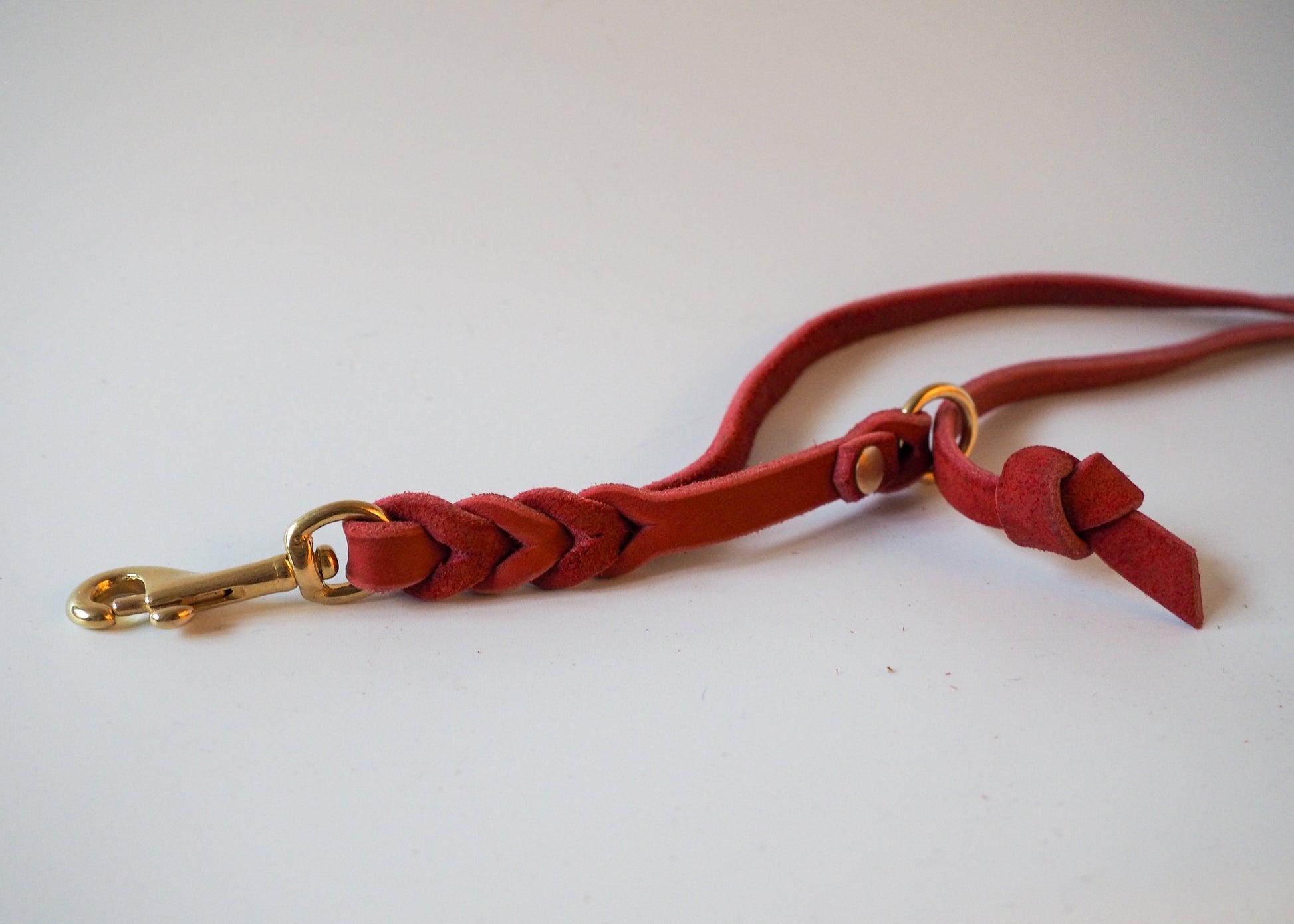 Detailaufnahme der Leder-Fix-Leine mit stabilem Karabiner – hochwertige Verarbeitung für alle Hundegrößen