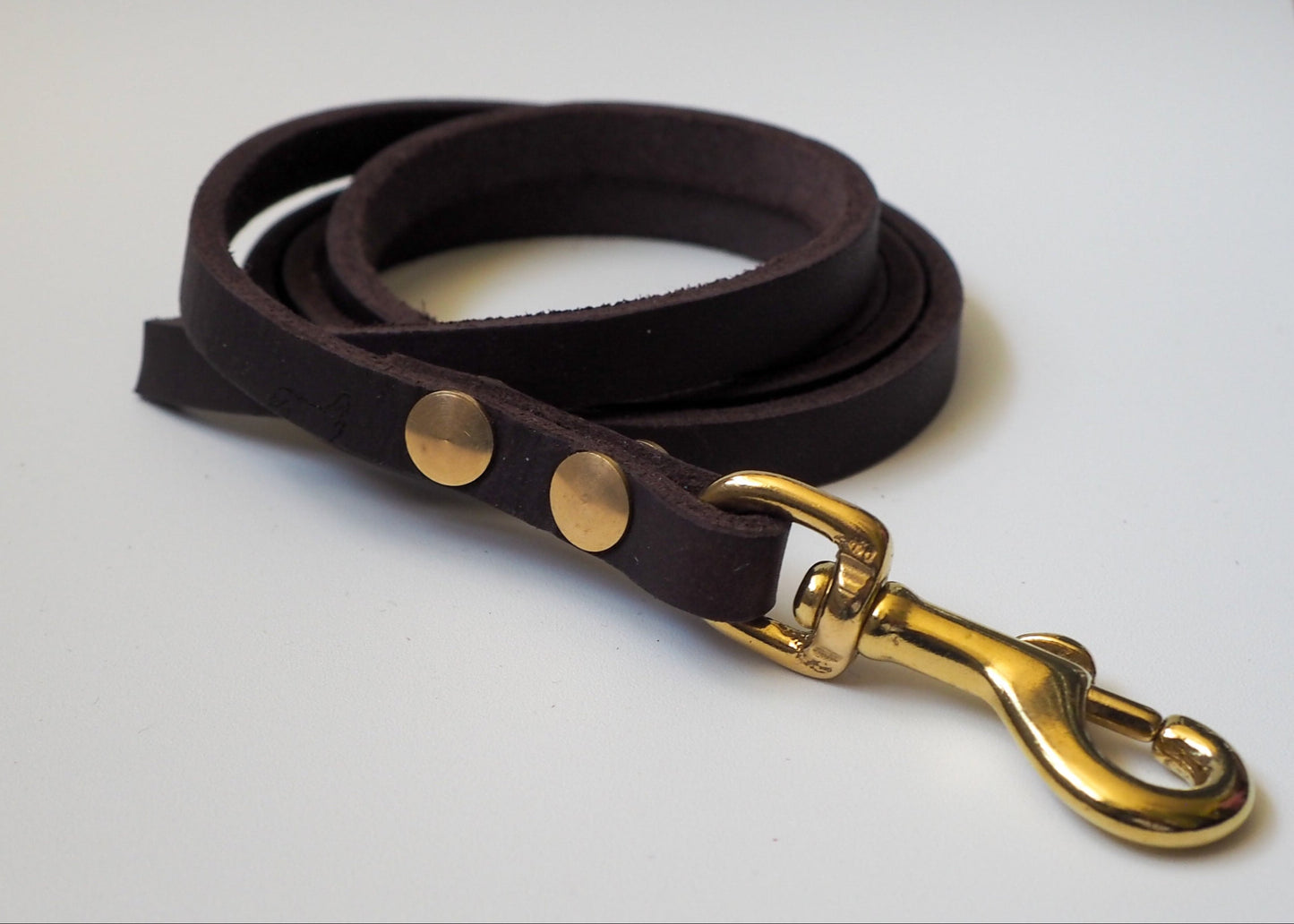 Führleine aus einfarbigem Leder auf weißem Hintergrund – handgefertigt, robust und stilvoll für Hunde aller Rassen