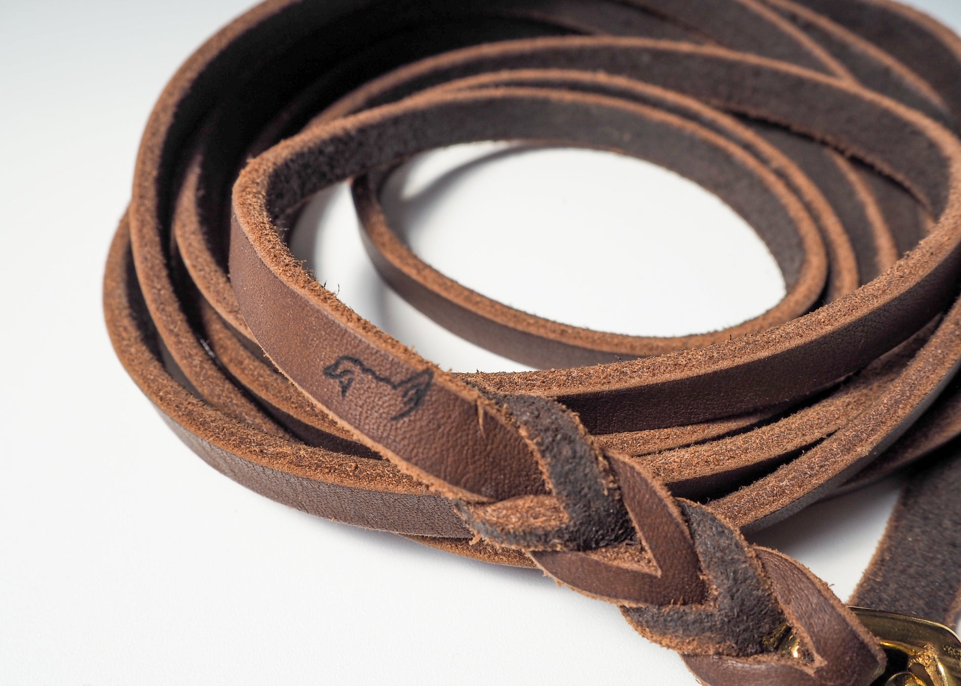 Detailaufnahme – geflochtene Führleine Leder einfarbig