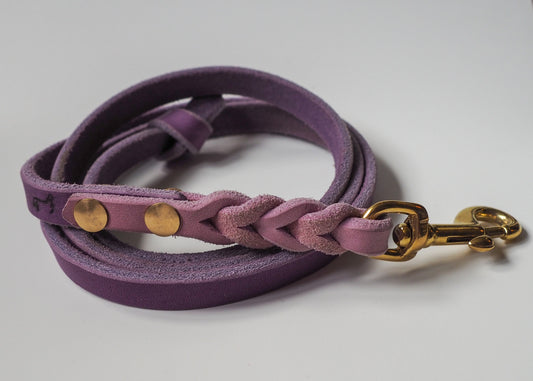 Geflochtene Schleppleine aus zweifarbigem Leder – handgefertigt, robust und perfekt für kontrollierten Freilauf