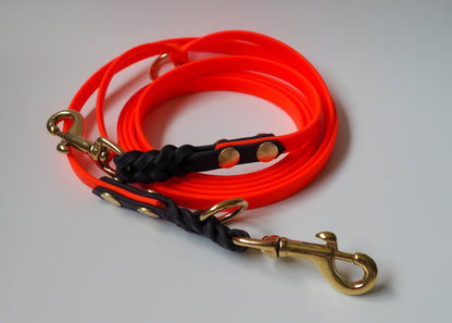 Geflochtene Verstell-Leine aus zweifarbiger Biothane® – individuell einstellbare Hundeleine, wetterfest und pflegeleicht, edles Design